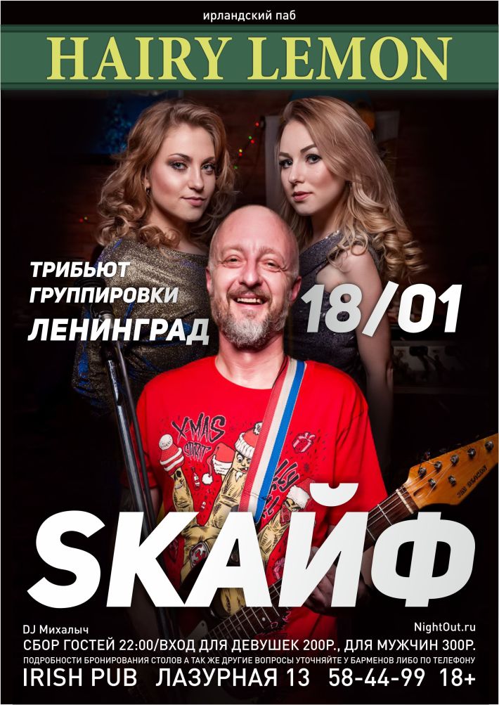 SКАЙФ НА СЦЕНЕ HAIRY LEMON 18 января, пятница, в 22:00